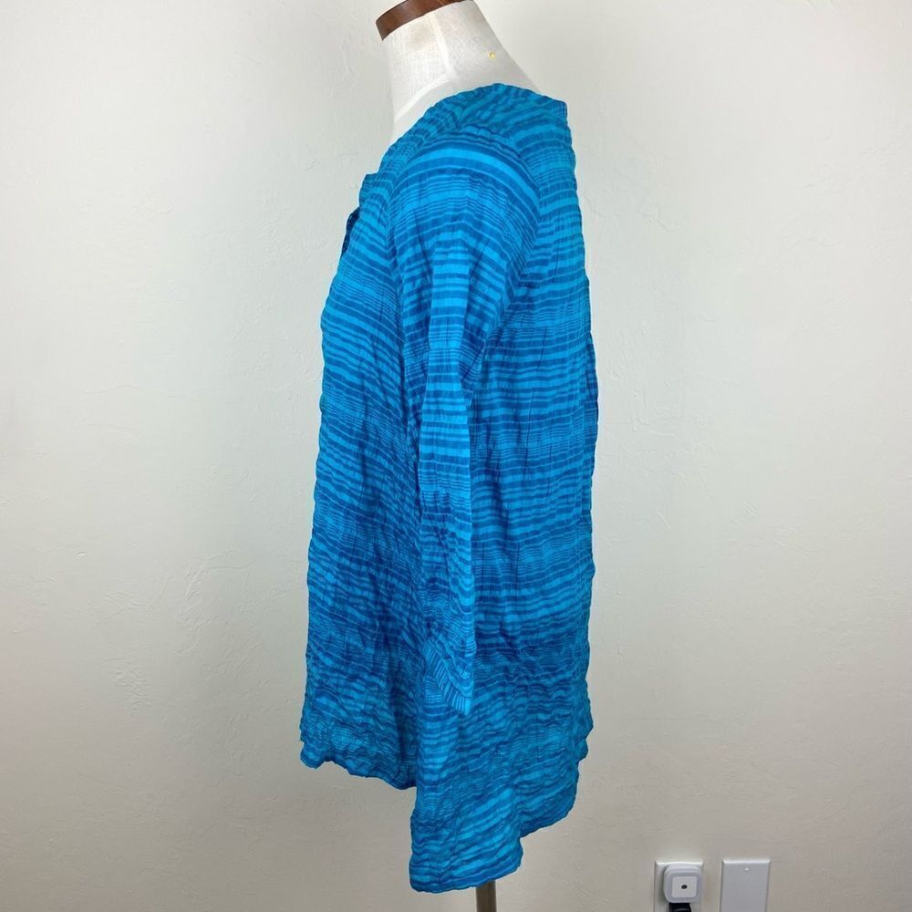 Habitat Ruffle Striped Button-Up Top - Blue - Picture 4 of 6
